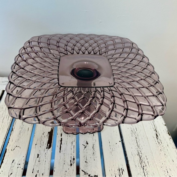 Vintage LE Smith Trellis Lavender Purple Square Pedestal Cake Plate Stand - Picture 14 of 15